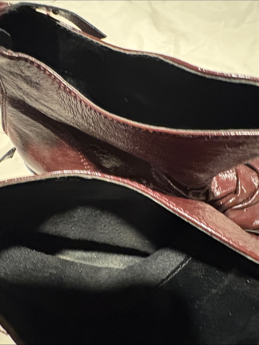 Olivia Miller Burgundy Patent Leather Ankle Booties with Rear Zipper wine color - Picture 5 of 6
